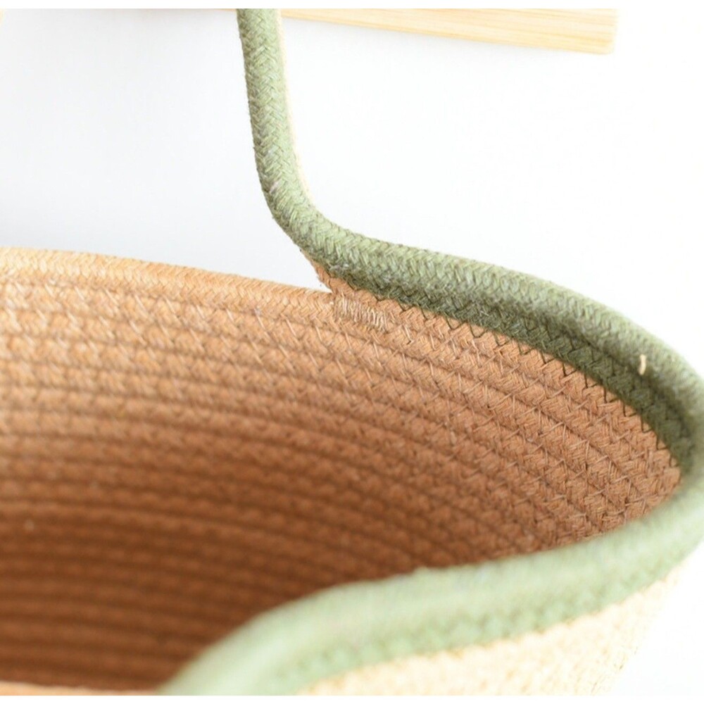 Cotton Handwoven Small Cherry Tote Bag Crochet Tan Green Coastal Cottagecore New - Picture 6 of 7